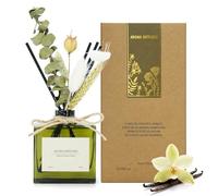 Saussavita Reed Diffuser, 180ml Vanilla Cream Scented Diffuser with Dried Flowers & 7 Sticks, 120 Days Long Lasting Home Fragrance for Bathroom Bedroom Home & Office Decor, Air Freshener