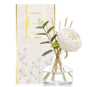Saussavita Reed Diffusers Set, 210 ml White Flower Scented Diffuser with 7 Sticks, Home Fragrance Lasts up to 120 Days for Bathroom Bedroom Living Room Decor, Air Fresheners