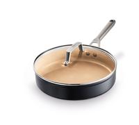 Ninja Extended Life 26cm Ceramic Sauté Pan, Non-Stick (No PFAs, PFOAs, Lead or Cadmium), Induction Compatible, Stainless Steel Handle, Oven Safe to 285°C, Terracotta & Grey, CW90126UK