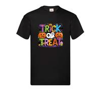 SAUTE STYLES Trick or Treat Halloween T-Shirt for Women | Spooky Pumpkin Shirts | Happy Halloween Shirt, Cotton Halloween Graphic Tee (UK, Alpha, M, Regular, Regular, Black)