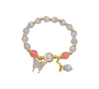 SAUTRV Design Advanced Sense New Bracelet Butterfly Bracelet Female Transfer Bead Hand Jewelry Stud Earring Set for Women (GD5, One Size)