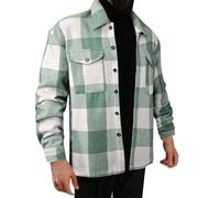 SAUTRV Plaid Winter Jackets For Men - Thick Shirts For Men Lined Flannel Shirts Warm Winter Thick Button Down Jacket With Breast Pockets Checked Shirt Mens Quilted Work Wear Warm Thermal Tops