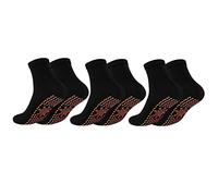 SAUTRV Winter Warm Pairs Heated Comfortable Self-heating 3 Socks Tourmaline Magnetic Socks Long Socks Women (Black, One Size)