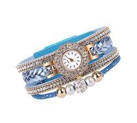 SAUTRV Women Weave Quartz Wrist Bracelet Fashion Watches Wrap for Ladies Vintage Watch Women's Watch 24 Hour Watches (Sky Blue, One Size)