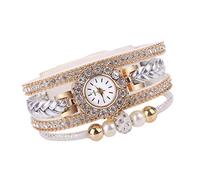 SAUTRV Women Weave Quartz Wrist Bracelet Fashion Watches Wrap for Ladies Vintage Watch Women's Watch 24 Hour Watches (White, One Size)