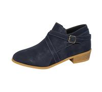 SAUTRV Women's Spring Autumn and Winter Roman Large Size Side Zipper Mid Heel Thick Heel Round Toe Solid Color Ankle Boots Women's Boots Size (Black, 7)