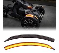 SAUTVS LED Front Fender Lights for Can-Am Ryker, Smoked Black Decorative Fender Mount LED Turn Signals, 600 Lumen, IP67 Waterproof, 12V DC Adapter, 2PCS
