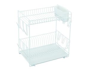 Sauvic Plastic Coated Dish Rack, White, Large