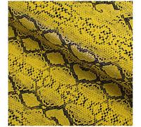 SAVAAL Faux leather Yellow Snake Pattern Leather,0.6mm Thick Faux Leather Fabric,Leatherette Soft Feel Material,54 Inch Wide(138cm),Upholstery Textured Material,Sold By The Metre(Size:1M)