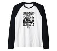 Savage Bear Bathroom Humor - Nature Always Punishes The Weak Raglan Baseball Tee