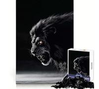 Savage Black Lion King Jigsaw Puzzles 1000 Piece for Adults Think Smart Toy Together Fun Accurate Cut Art Display (50x75cm)