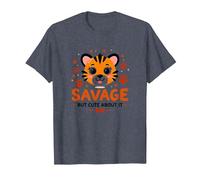 Savage But Cute About It Tiger Cub Paw T-Shirt, Men, Heather Blue, 6XL