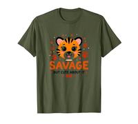 Savage But Cute About It Tiger Cub Paw T-Shirt, Men, Olive Green, X-Large