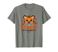 Savage But Cute About It Tiger Cub Paw T-Shirt, Men, Olive Heather, Medium