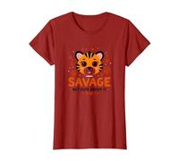 Savage But Cute About It Tiger Cub Paw T-Shirt, Women, Cranberry Red, Small