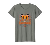 Savage But Cute About It Tiger Cub Paw T-Shirt, Women, Olive Heather, Medium