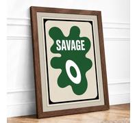 Savage Card Modern Framed Wall Art Print A4 (29.7×21cm) Walnut, Wall Decor for Living Room, Bedroom, Office & Home, Ready to Hang, Art Gift