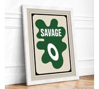 Savage Card Modern Framed Wall Art Print A4 (29.7×21cm) White, Wall Decor for Living Room, Bedroom, Office & Home, Ready to Hang, Art Gift