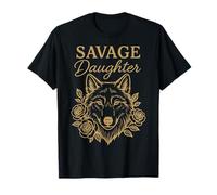 Savage Daughter Wolf Floral Fierce Strong Women T-Shirt