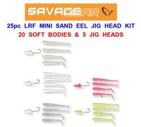 SAVAGE GEAR 25pc LRF MINI JIG HEAD SANDEEL KIT BASS PIKE SEA SPINNING ROD LURES