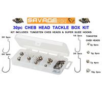 SAVAGE GEAR 30pc CHEB HEAD KIT FOR SOFT BAIT HOOKS RIB WORMS CRAYFISH SANDEEL