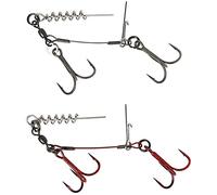 Savage Gear NEW CARBON49 CORKSCREW STINGER 2 HOOK - PIKE PREDATOR FISHING (#1/0-23kg - 2pcs)