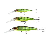 Savage Gear Gravity Twitch DR Lure, Lifelike Predator Bait with Tungsten Long-Cast System, Frantic Darting Action, Built-in Rattle, Perch, Pike, Trout & Zander, Fluorescent Yellow Tiger, 8.3cm, 11g