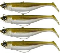 Savage Gear Minnow Sinking Lures Weedless Bass Fishing Jig Head Bait 5 Pack (10cm - 16g, Khaki)