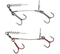 Savage Gear NEW CARBON49 CORKSCREW STINGER 2 HOOK - PIKE PREDATOR FISHING (#2/0-31kg - 2pcs)