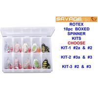 SAVAGE GEAR ROTEX SPINNER FISHING LURE BOX KIT PIKE PERCH CHUB TROUT SALMON BASS