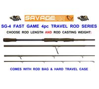 SAVAGE GEAR SG4 FAST GAME TRAVEL SPIN ROD 4pc+CASE SEA SHORE POWER LURE SPINNING