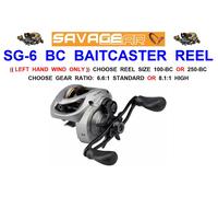 SAVAGE GEAR SG6 BAITCASTER REEL LOW PROFILE LEFT HAND MULTIPLIER REEL 100 OR 250