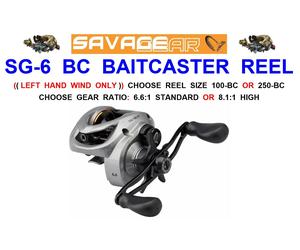 SAVAGE GEAR SG6 BAITCASTER REEL LOW PROFILE LEFT HAND MULTIPLIER REEL 100 OR 250