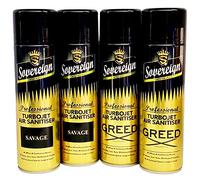 Savage & Greed Bundle Sovereign Car Home Turbojet Air Freshener Sanitiser Spray Blast Can 4 Pack