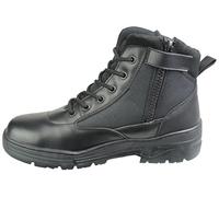 Savage Island Black Leather Combat Mid Height Boots SIDE ZIP Cadet Army Patrol Security Military (7 UK)