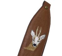 Savage Island Leather Cobra Sling Deer/Fox Embroidered Rifle Sling (Roebuck)