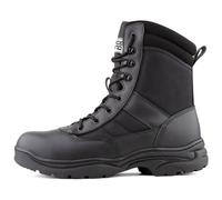 Savage Island Original PRO Leather Patrol Boots - Side Zip & Lace Up Military Tactical Combat Breathable Boots for Police, Security, Cadets & Outdoor Work