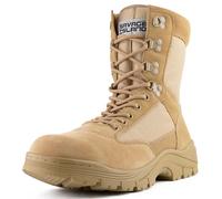 Savage Island Sentinel PRO Leather Combat Boots - Side Zip & Lace Up Military Tactical Breathable Partol Boots for Motorbike, Security, Cadets & Police