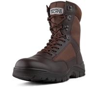 Savage Island Sentinel PRO Leather Combat Boots - Side Zip & Lace Up Military Tactical Breathable Partol Boots for Motorbike, Security, Cadets & Police