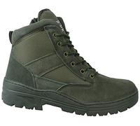 Savage Island Suede Combat Boots Mid Height Side Zip, 12 UK, Green