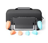 Savage Raven by Skull & Co. FissionGrip Bundle (Carrying Case included): Dockable Split Protective Case for Nintendo Switch 2 (2025), Slim PC Shell with Detachable Grip Cover- Neon Blue & Red