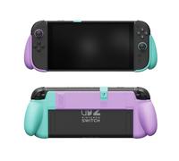 SAVAGE RAVEN by Skull & Co. NeoGrip for Nintendo Switch 2: an Ergonomic Grip Hard Shell Handheld Case with Replaceable Grips [to fit All Hands Sizes]- Light Purple+Light Green [Limited Edition]