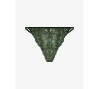 Savage X Fenty Womens Savage X Fenty Plush Rush Velvet String Brazilian Velvet Lace Briefs Green Juniper M