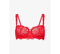 Savage X Fenty Womens Savage X Fenty Romantic Corded Lace Unlined Balconette Bra Timeless Red 32A