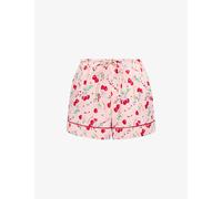 Savage X Fenty Womens Savage X Fenty Satin Ever After Cuffed Stretch-Satin Sleep Shorts Retro Rose Lil Tart Prt S