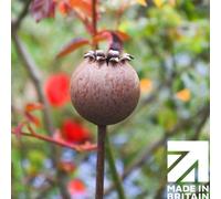 Savageworksuk Handmade Rusty Metal Poppy Seedhead Garden Ornament, 1M Tall, 70mm Head