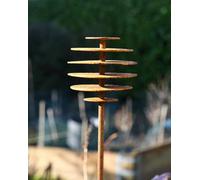 Savageworksuk Layered Ball Stake - 1M Handmade Rusty Mild Steel Garden Sculpture With 100mm Head