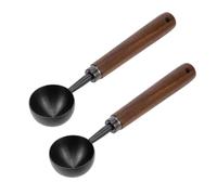Savagrow 2Pcs Coffee Measuring Scoop 15ml Measuring Spoon for Coffee bean, Coffee Powder & Tea with Black Walnut Handle, Gunmetal