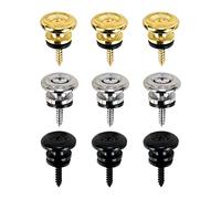 Savagrow 6pcs Guitar Strap Locks Pins Metal Strap Buttons for Acoustic Classical Electric Guitar Bass Ukulele (Gold, Silver, Black, 1.5cm)