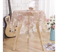 Savagrow Retro Round Lace Tablecloth 36 Inch Embroidered Table Cover Decorative Dining Doily for Wedding & Cafe, Brown with Pink Flora